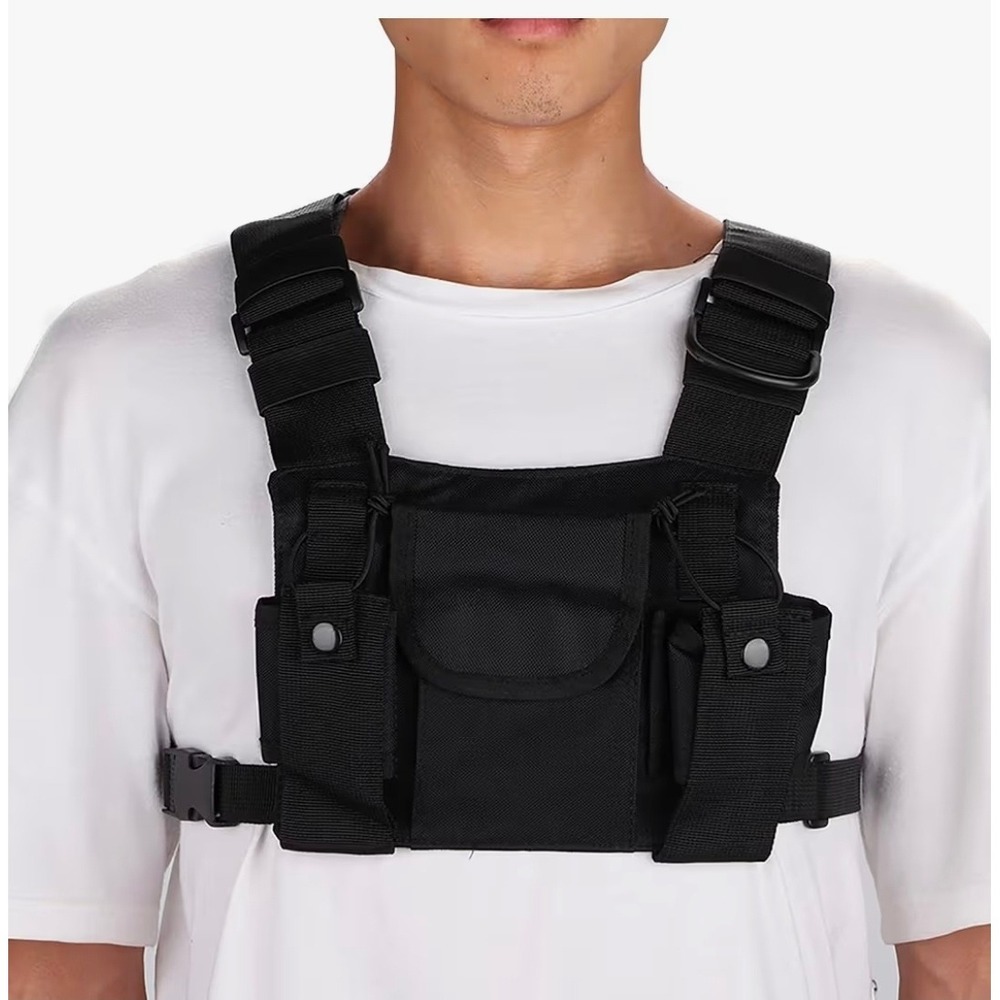 Radio Chest Harness, Front Pack Pouch Holster Vest Rig for Two Way Walkie Talkie